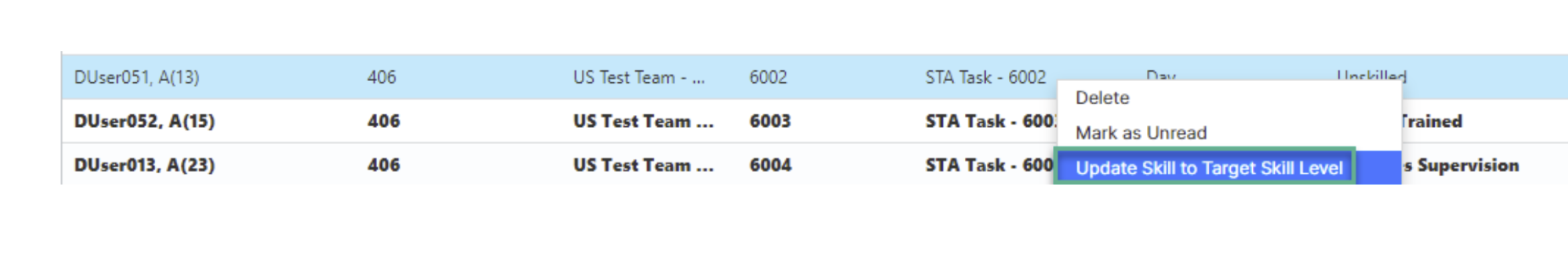update to skill target skill level option from alert 