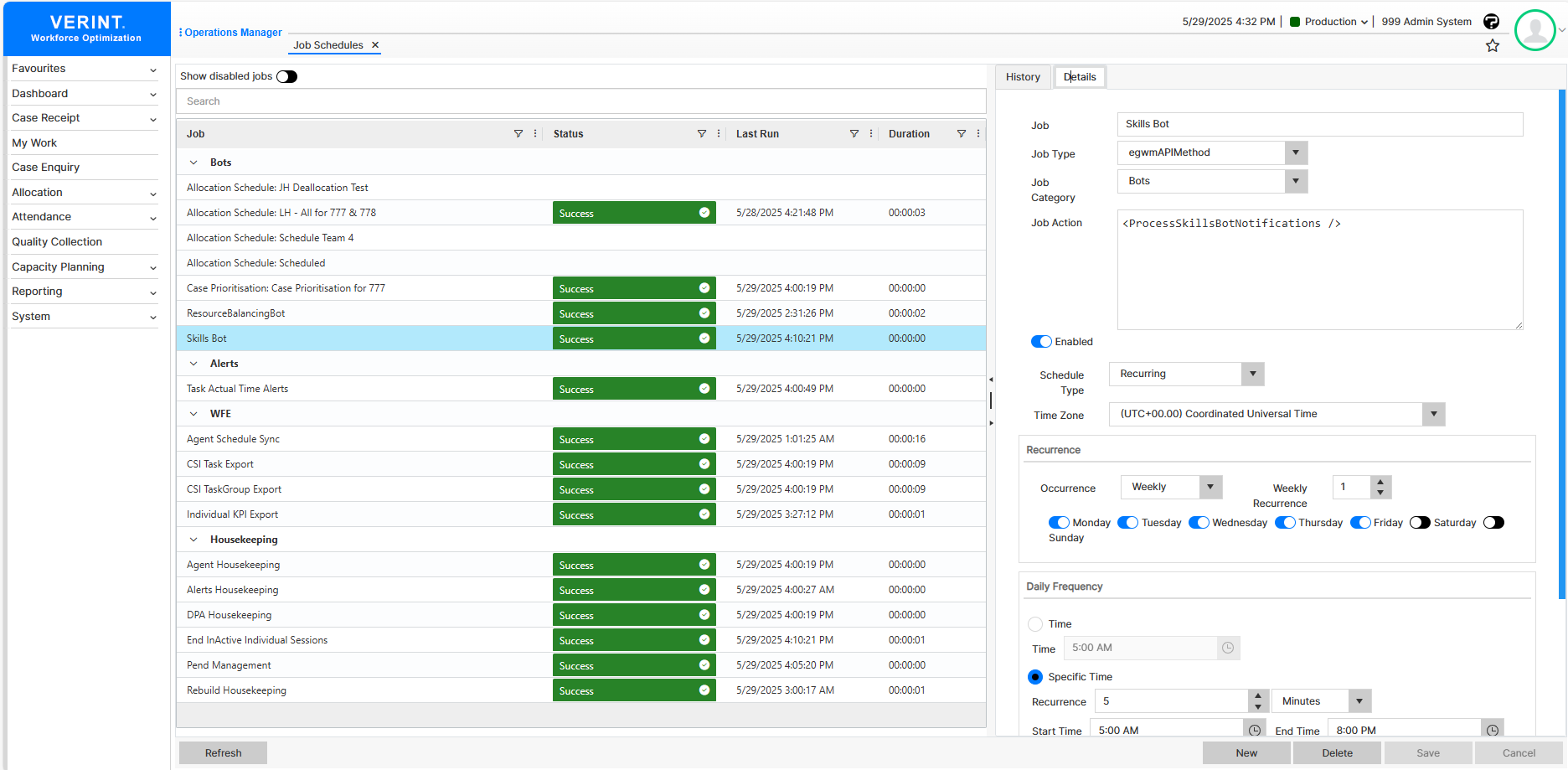 Job Schedules Details Tab