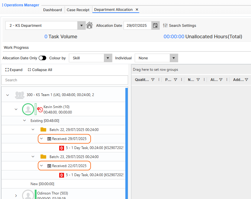Received Date added to Allocation Tree