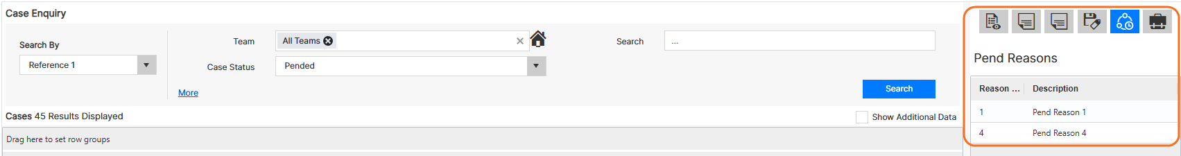 Pend Reasons in Case Enquiry