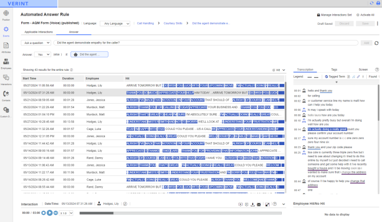 Screenshot of Automated Answer Rule window showing results of the Ask a question condition.