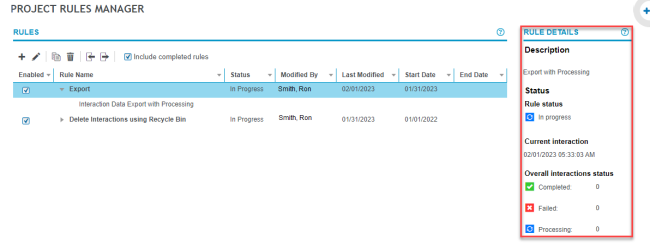 Rule Details pane