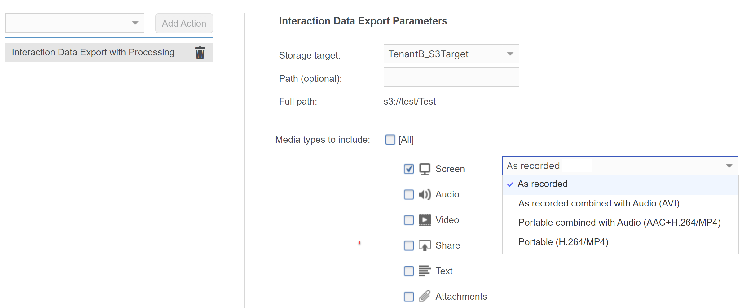 Screen to MP4 export